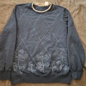 Women's Blue Embroidered Sweater